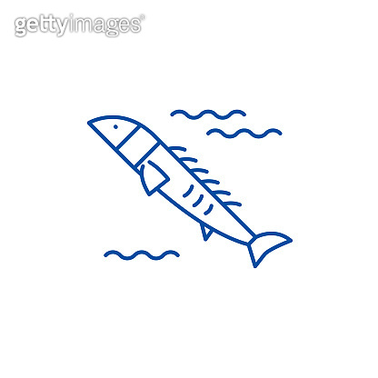 Salmon line icon concept. Salmon flat vector symbol, sign, outline ...