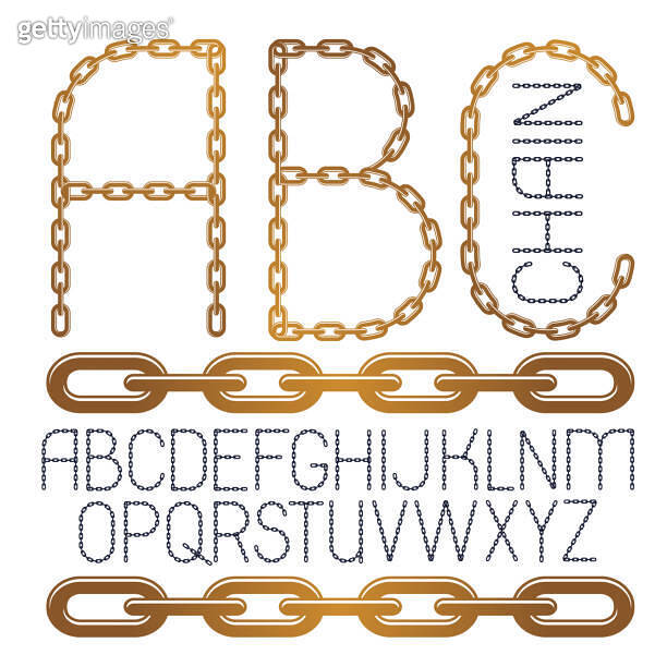 Chain Letter Graph Set of vector English alphabet letters, abc isolated. Capital ...