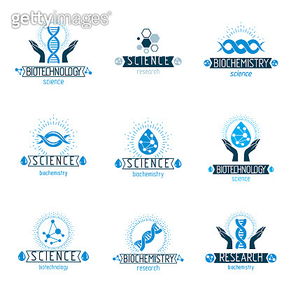 Set of vector models of molecule and human dna. Collection of corporate ...
