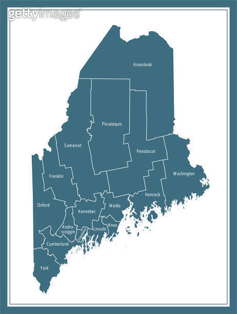 Maine counties map printable (1178727018) 일러스트, 무료 일러스트 - 게티이미지뱅크