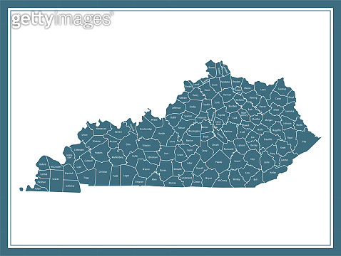 Kentucky counties map printable 이미지 (1178021019) - 게티이미지뱅크