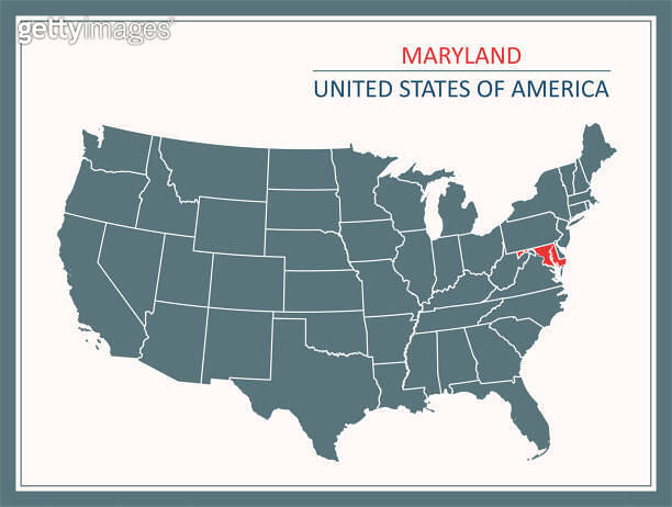 Maryland outline vector map USA printable 이미지 (1179735933) - 게티이미지뱅크