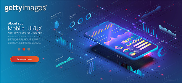 Online statistics and data Analytics UX/UI . Digital money market ...