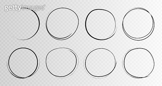 Hand drawn grunge circles sketch frame super set. Rounds scribble line ...