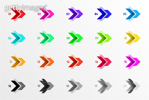 Colorful Numbers Direction Set of Colorful direction number bullet points from 1 to 20. Simple ...
