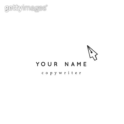 Vector hand drawn label template, a pen tip in the shape of a cursor ...