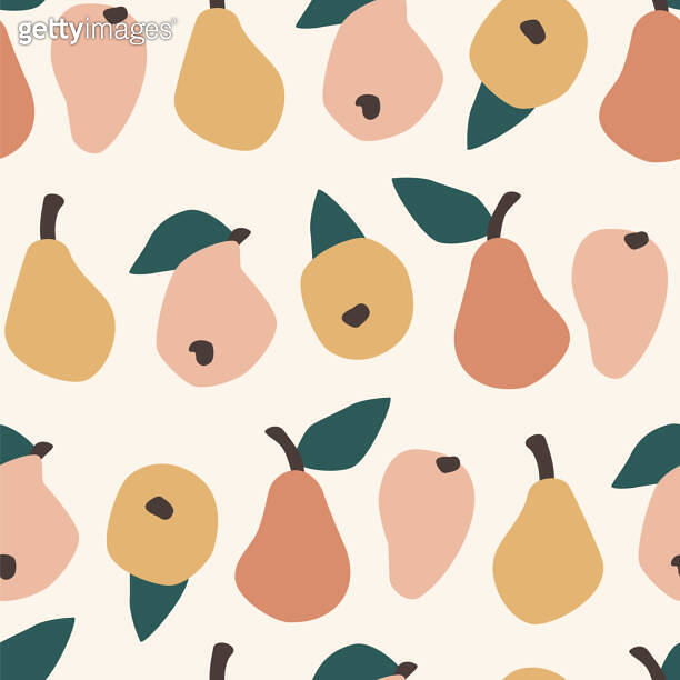 Vector seamless pattern with simple pears. Trendy hand drawn textures ...