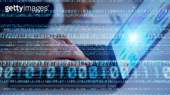 Digital transformation concept. Binary code. Programming. (1210343164 ...