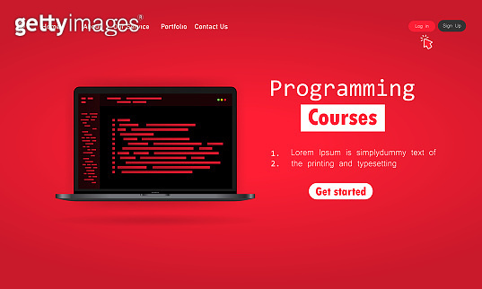 Programming courses illustration. Learning programming on laptop ... image.