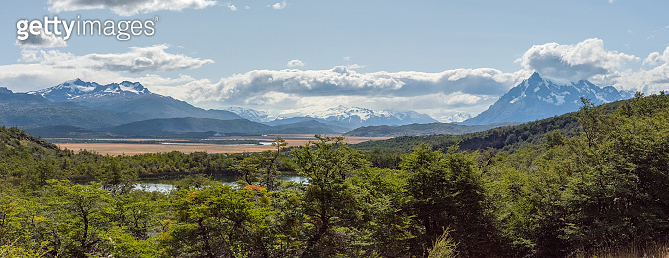 View over the Serrano River in Torres del Paine National Park, Chile ...