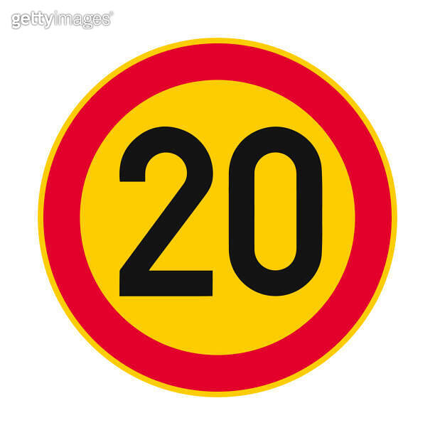 Speed limit 20 km/h icon sign. Traffic sign logo symbol. Vector ...