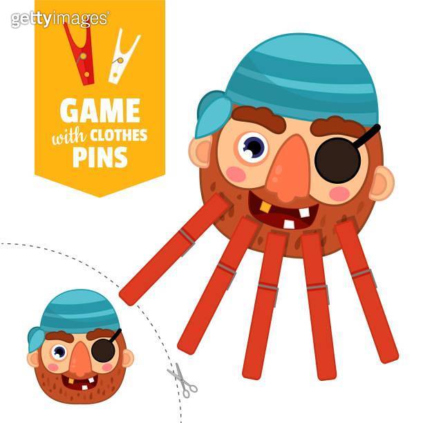 Printable educational game with clothespins. 이미지 (1284378548) - 게티이미지뱅크
