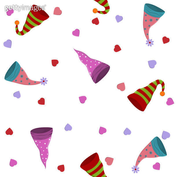 Gnome hat pattern, color vector illustration on white background