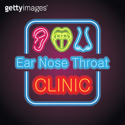 ear nose throat (ENT) neon sign plank for Otolaryngologists clinic ...