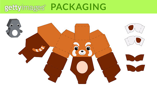 Party favor die cut red panda box for birthdays, baby showers for ...