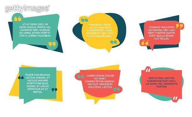 Red Color Comment Box Quotation box. Quote color shapes, speech bubbles with place for text ...