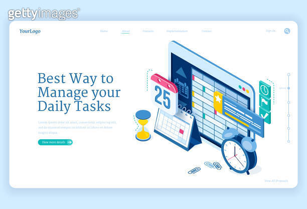 Vector banner of daily tasks management 이미지 (1275876083) - 게티이미지뱅크