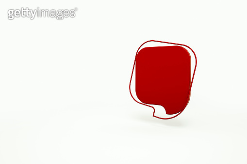 Blank red social media notification speech bubble pin isolated on white ...