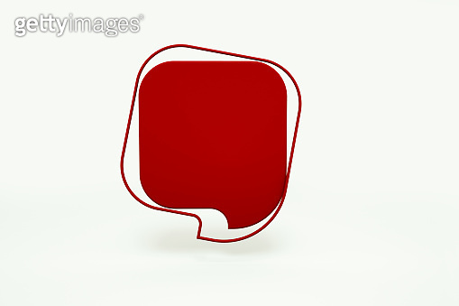 Blank red social media notification speech bubble pin isolated on white ...