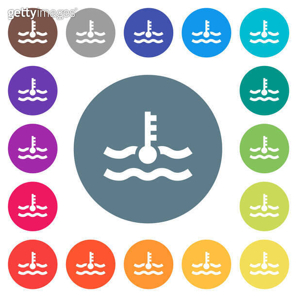 Engine coolant temperature indicator flat white icons on round color ...