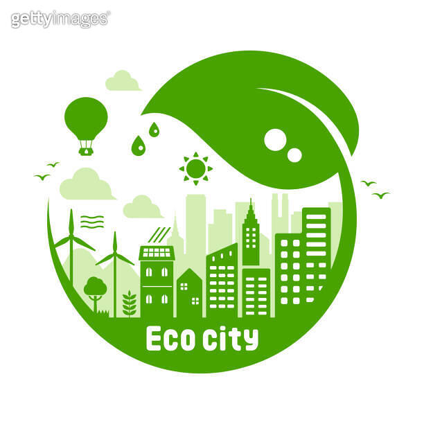 Green eco city vector illustration ( ecology concept , nature ...