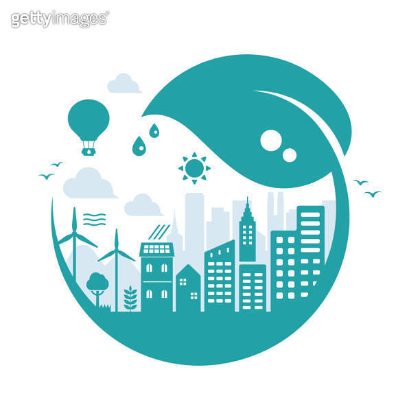 Green eco city vector illustration ( ecology concept , nature ...