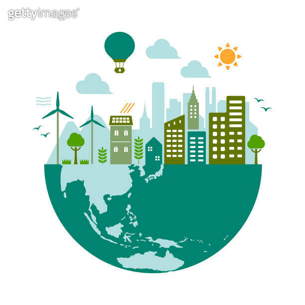 Green eco city vector illustration ( ecology concept , nature ...
