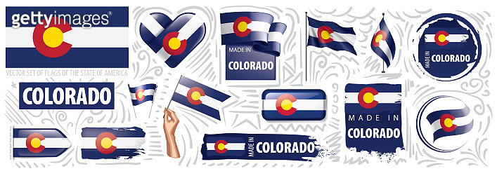 Vector set of flags of the American state of Colorado in different ...