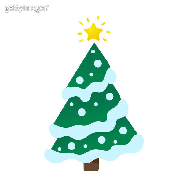 Christmas tree design decorated with colorful ball and star on top. 이미지