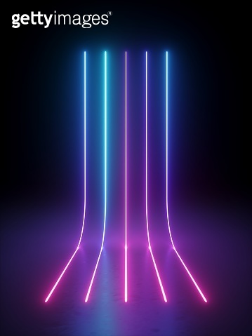 3d render, abstract background with neon light. Pink blue violet ...