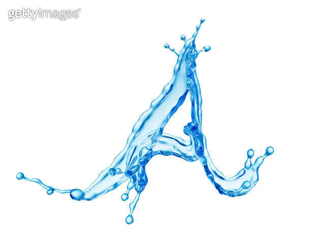 Clean Blue Water Splash Shaped in Form of Letter A 이미지 (1203179860 ...
