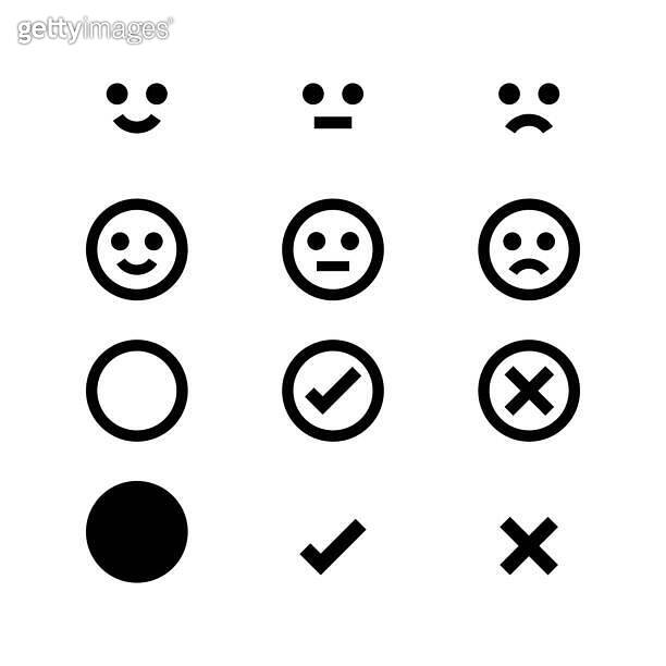 circle black icon emotions face, emotional symbol and approval check ...