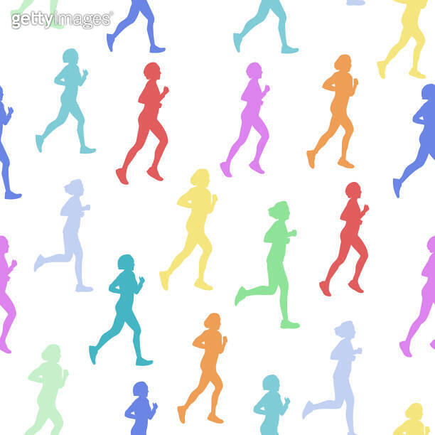 Marathon Pattern seamless pattern, people run on a race, marathon. Vector colored ...