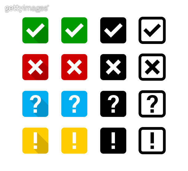 Checkmark cross question exclamation sign or mark. Isolated vector ...