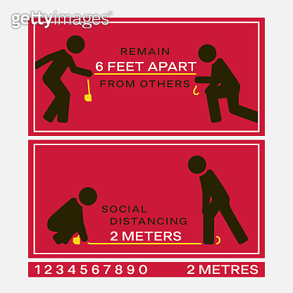 Social distancing signs marked with appropriate physical distance 이미지 ...