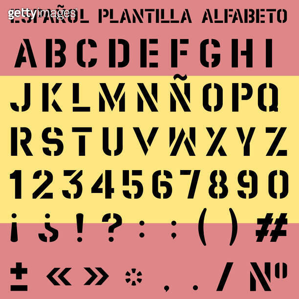 Spanish stencil alphabet vector image 이미지 (1218942362) 게티이미지뱅크