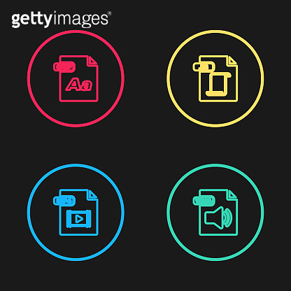 Set line MP4 file document, WMA, JS and OTF icon. Vector 이미지 ...