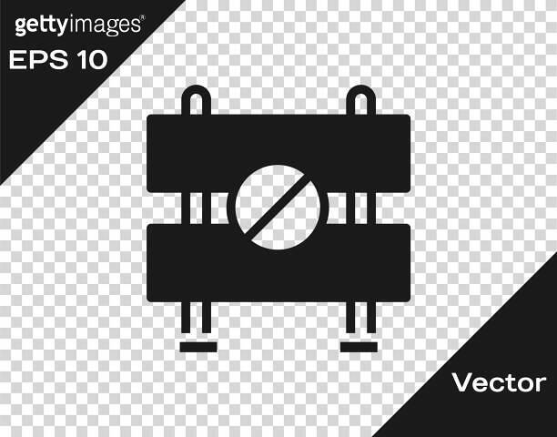 Black Road barrier icon isolated on transparent background. Symbol of ...