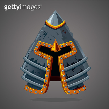 Antique knight helmet. Cartoon vector illustration. Vector asset