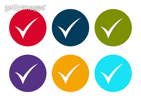 Checkmark icon modern flat round button set illustration 이미지 ...