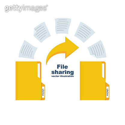 Hand Between Files File transfer concept. File sharing between two folders documents. 이미지 ...