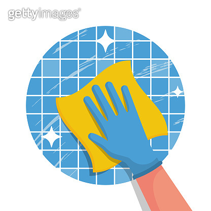 Cleaning service flat logo icon. Hand in glove with a rag. (1255767928 ...