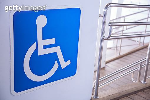 Access Ramp Sign for wheelchair ramp, an inclined plane installed in ...