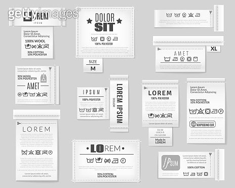 Laundry Background Label Laundry flat icons textile labels set. a set of realistic textile ...