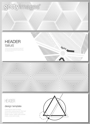 The minimalistic vector illustration of the editable layout of headers ...
