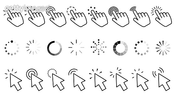 Wave Click Computer Mouse click icon set. Hand clicking, Computer mouse click cursor and loading ...