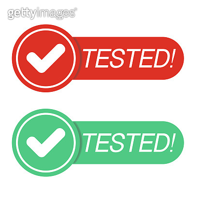 Tested Stamp. Sign. Seal tested sign green and red vector illustration ...
