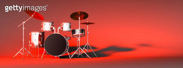 drum kit on a red background 이미지 (1219562590) - 게티이미지뱅크