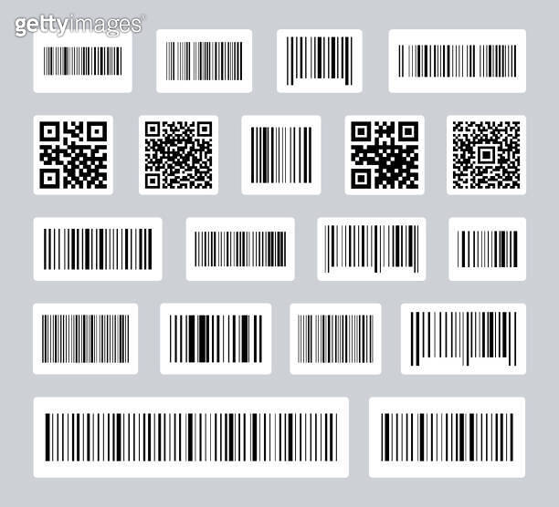 Labels barcode and qr code. Set industrial barcodes and qr codes. Code ...