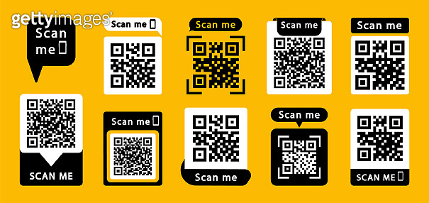 Set of QR codes with inscription scan me with smartphone. Scan qr code ...